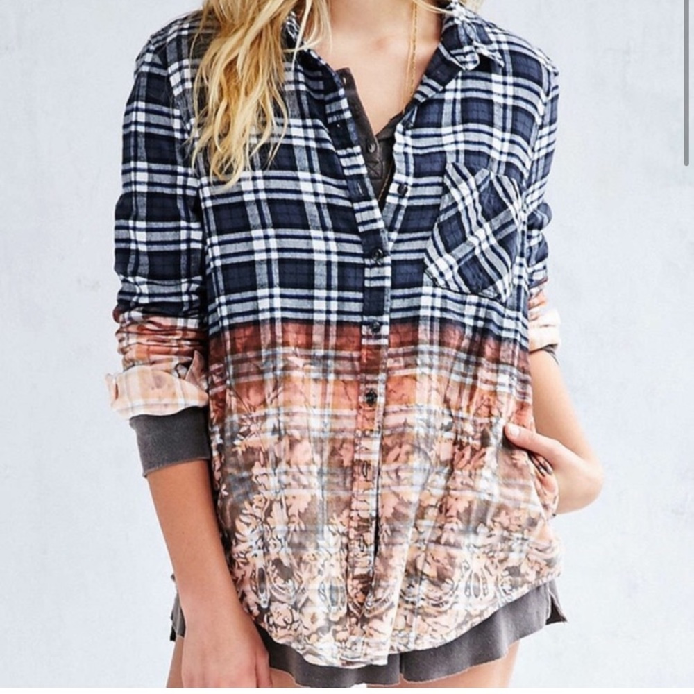 Urban Outfitters BDG | Dip Dye Floral Flannel | Size Small